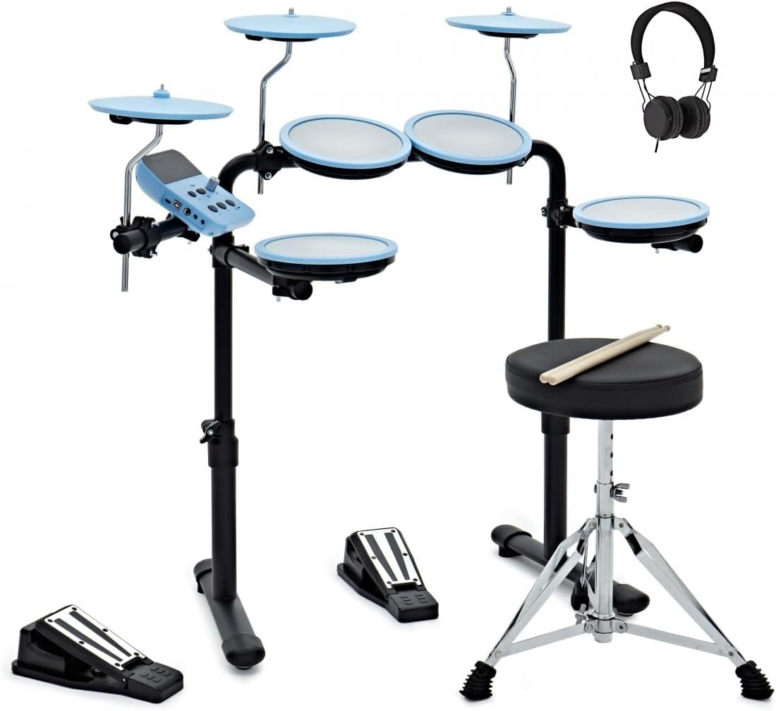 VISIONDRUM Compact Mesh Electronic Drum Set with Headphones and Stool for Kids & Adults by Gear4music