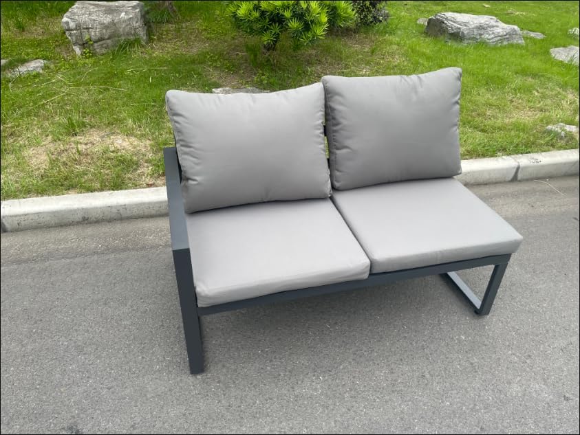 FMSGarden Aluminium Patio Outdoor Garden Furniture Lounge Corner Sofa Set Dark Grey (7 Seater)