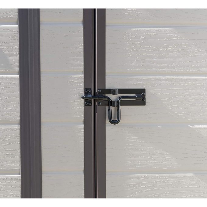 Keter Manor Outdoor Pent Single Door Garden Storage Shed 6 x 4ft Beige Brown Wood Effect Fade Free All Weather Resistant Safe