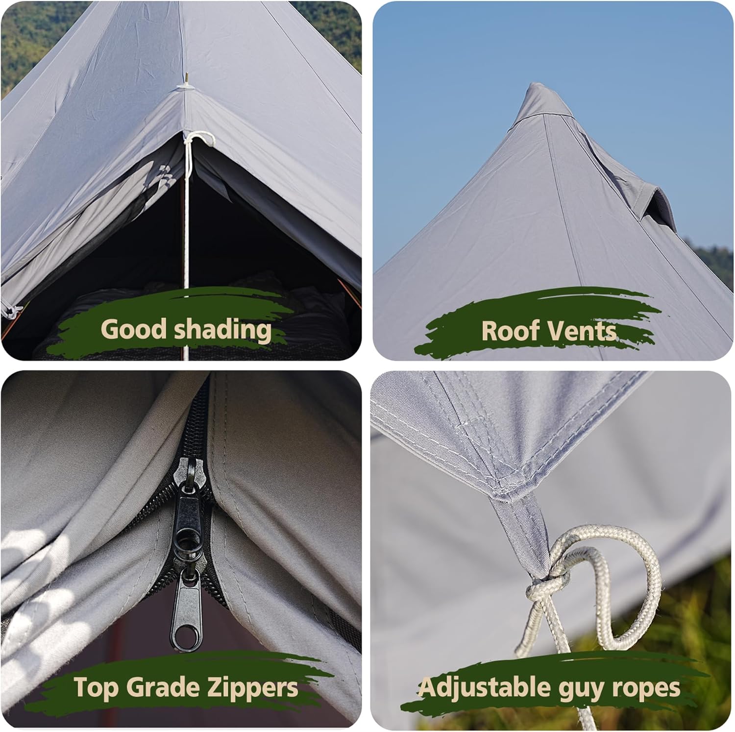 glamcamp Bell Tent 100% Cotton Canvas Waterproof Large Tents