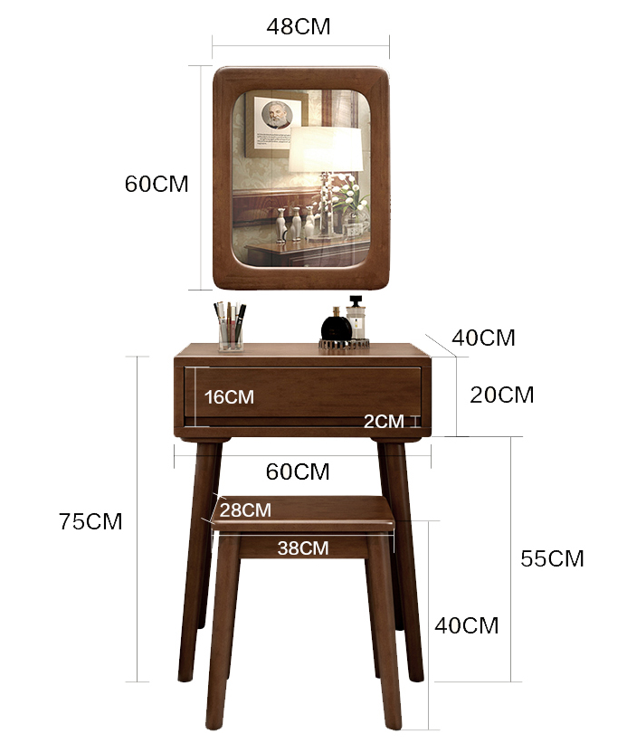 Nordic solid wood dressing table net red ins small apartment bedside dressing table bedroom modern minimalist mini dressing table