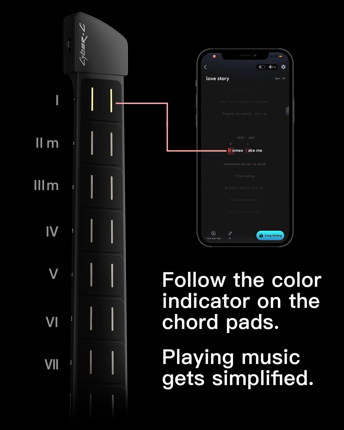 Enya CYBER-G Stringless Smart Guitar, Foldable Travel Backing Guitarra, Built-in Drum Machine & Bassline