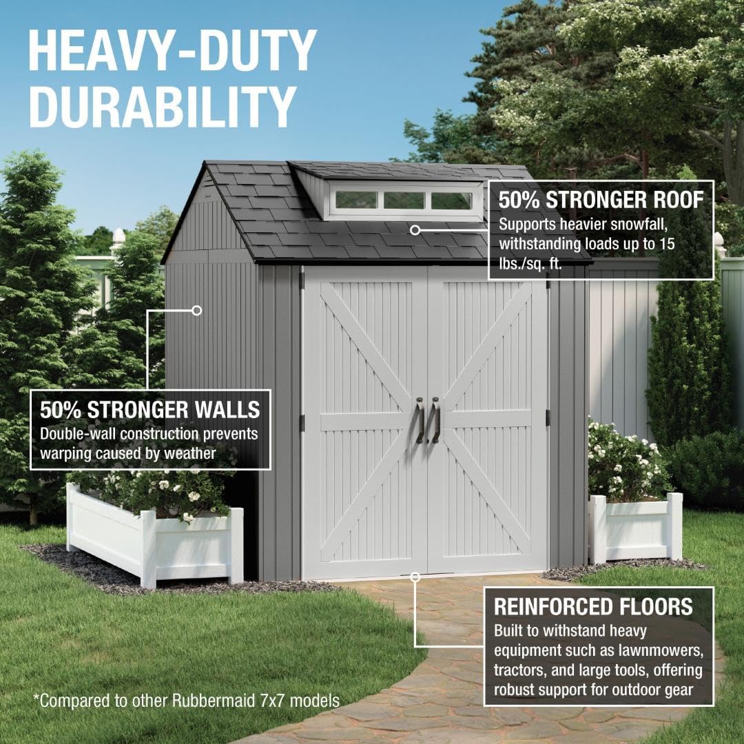 Rubbermaid Resin Outdoor Storage Shed With Floor (7 x 7 Ft)