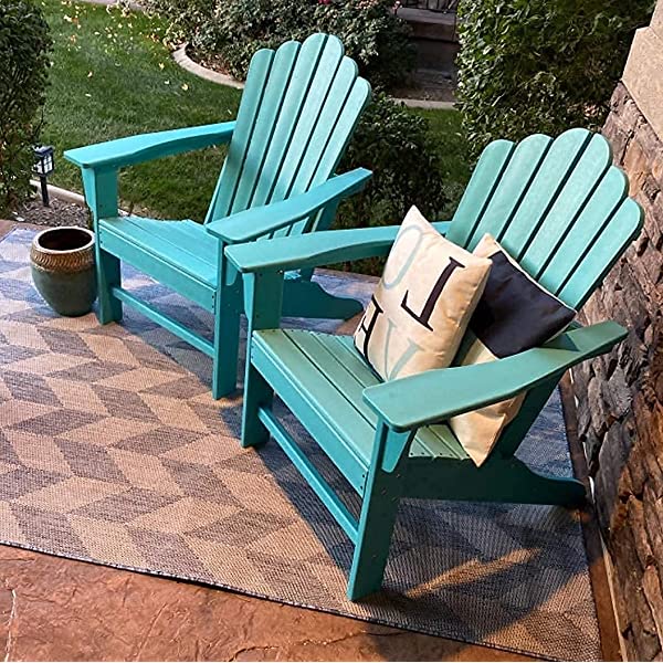 Ehomeline Classic Outdoor Adirondack Chairs with Connecting Plate Set of 3 for Garden Porch Patio Deck Backyard, Weather Resistant Accent Furniture, Blue
