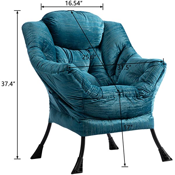 AbocoFur Modern Large Cotton Fabric Lazy Chair，Accent Contemporary Lounge Chair, Single Steel Frame Leisure Sofa Chair with Armrests and A Side Pocket, Beige