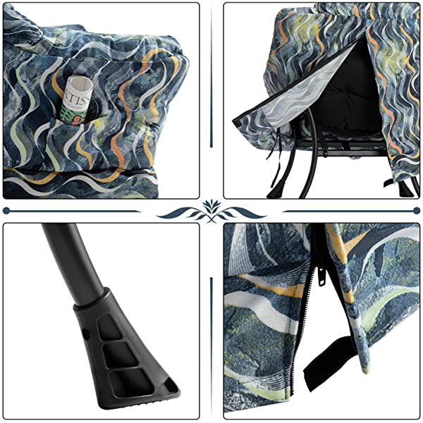 AbocoFur Modern Large Cotton Fabric Lazy Chair，Accent Contemporary Lounge Chair, Single Steel Frame Leisure Sofa Chair with Armrests and A Side Pocket, Beige