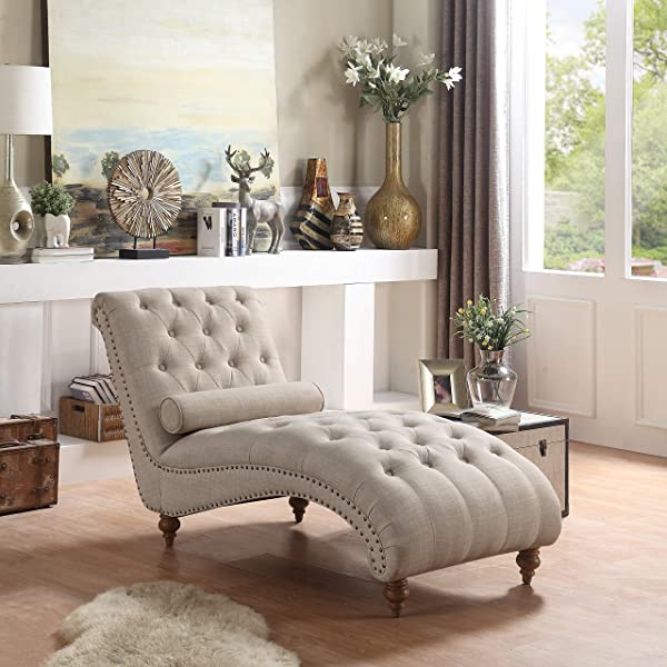 Rosevera Teofila Tufted Chaise Lounge Chair, Standard, Cream