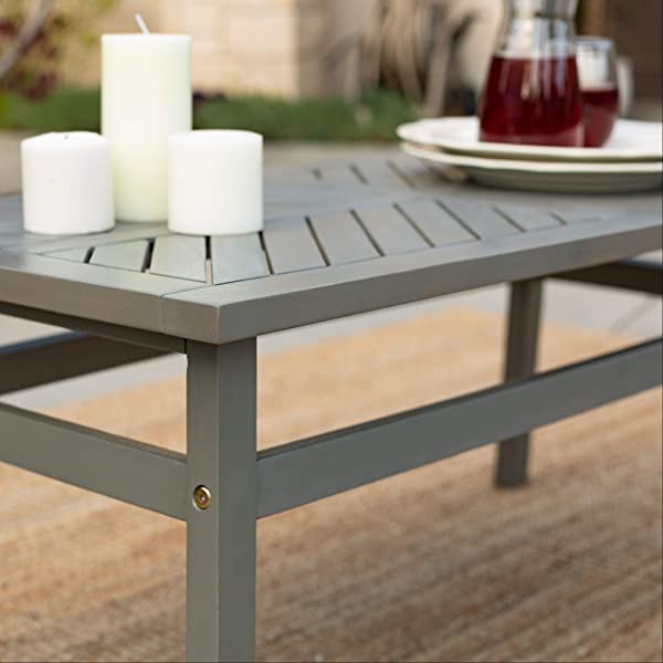 Walker Edison 5 Person Outdoor Wood Chevron Patio Furniture Dining Set Table Chairs Bench All Weather Backyard Conversation Garden Poolside Balcony, 4 Piece, Brown Brown 4 Piece Dining Set