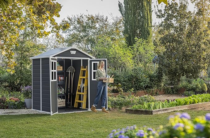 KETER 12-938205 Chalet and Garden Shed Premium Resin 65Dd Ant, Anthracite, 185 x 152 x 226 cm