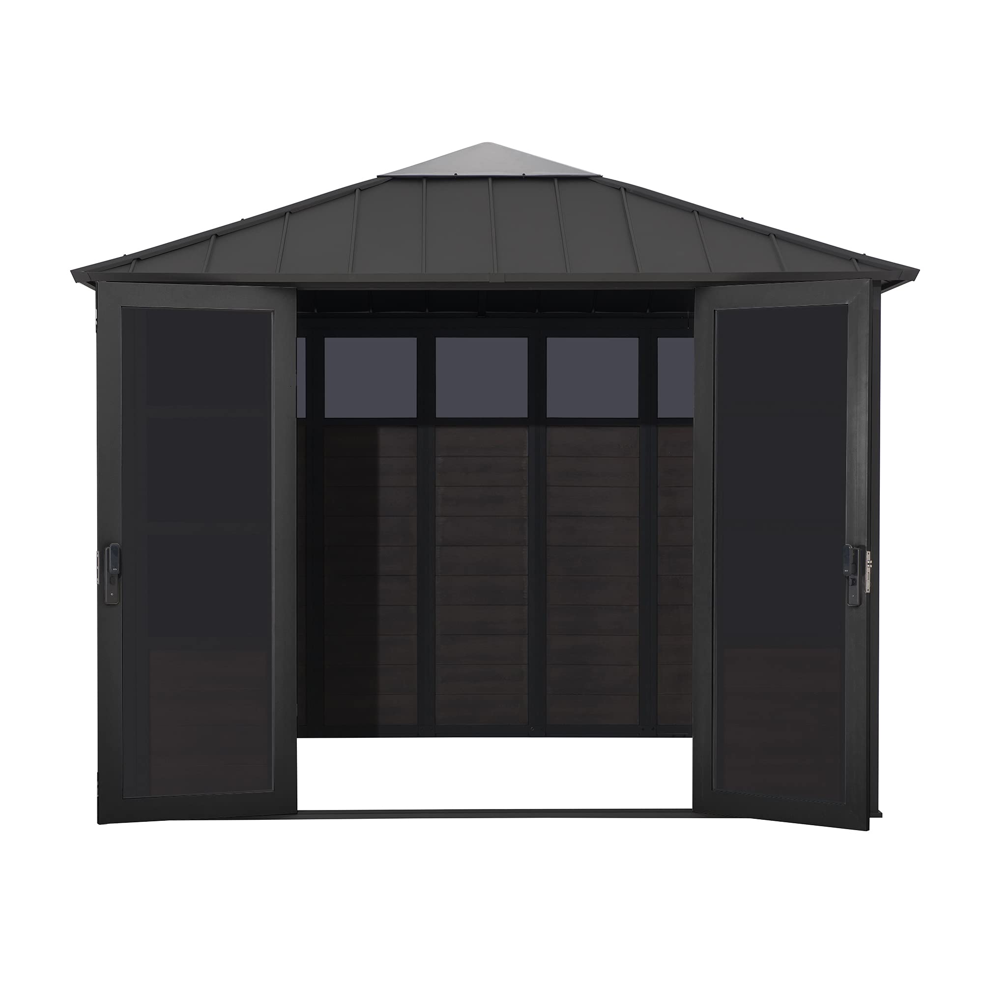 11x11 Multipurpose Studio/Hot Tub Shelter with Steel & Polycarbonate Hardtop & Mute Lock Doors