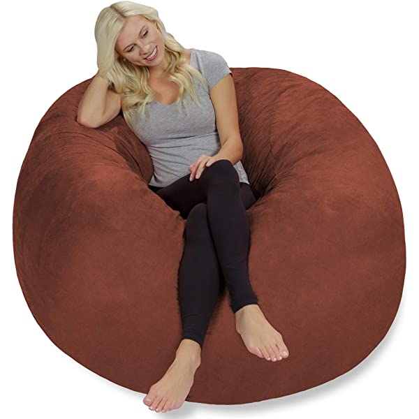 Chill Sack Bean Bag Chair: Giant 5' Memory Foam Furniture Bean Bag - Big Sofa with Soft Micro Fiber Cover - Navy Microsuede - Navy