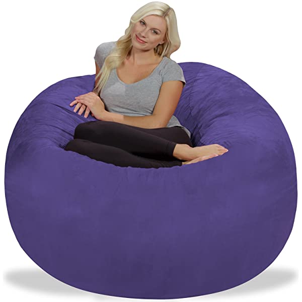 Chill Sack Bean Bag Chair: Giant 5' Memory Foam Furniture Bean Bag - Big Sofa with Soft Micro Fiber Cover - Navy Microsuede - Navy