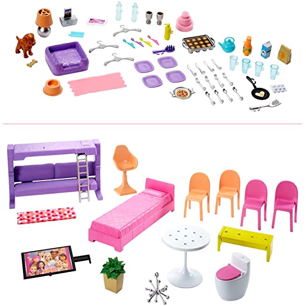 Barbie Dreamhouse Dollhouse with Wheelchair Accessible Elevator, Pool, Slide and 70 Accessories Including Furniture and Household Items, Gift for 3 to 7 Year Olds