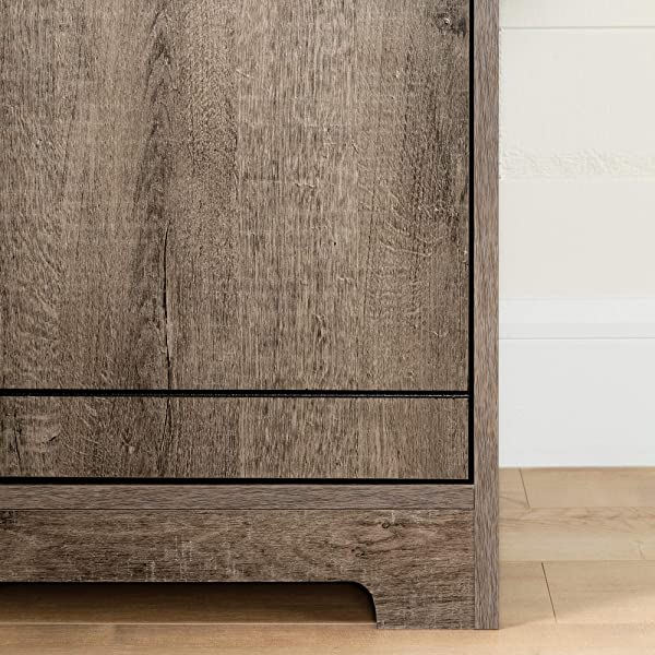 South Shore Bar Cabinet with Bottle and Glass Storage, Black Oak Black Oak Bar Cabinet