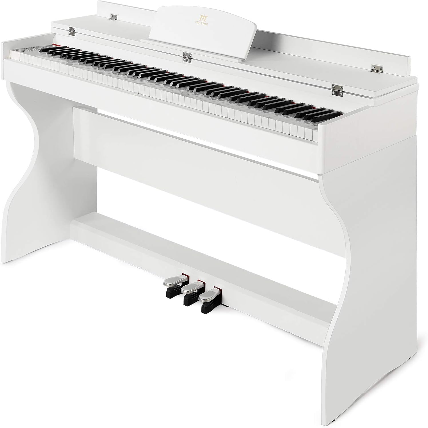 MUSTAR Digital Piano 88 Weighted Keys, Full Size 88 Key Piano Keyboard Semi Weighted, Home Electric Piano with Furniture Stand and Triple Pedal, Music Stand, USB MIDI