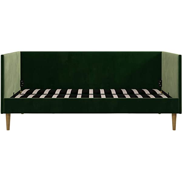 DHP Franklin Mid Century Upholstered Daybed, Sofa Bed, Twin Size Frame, Tan Linen Linen Twin Tan