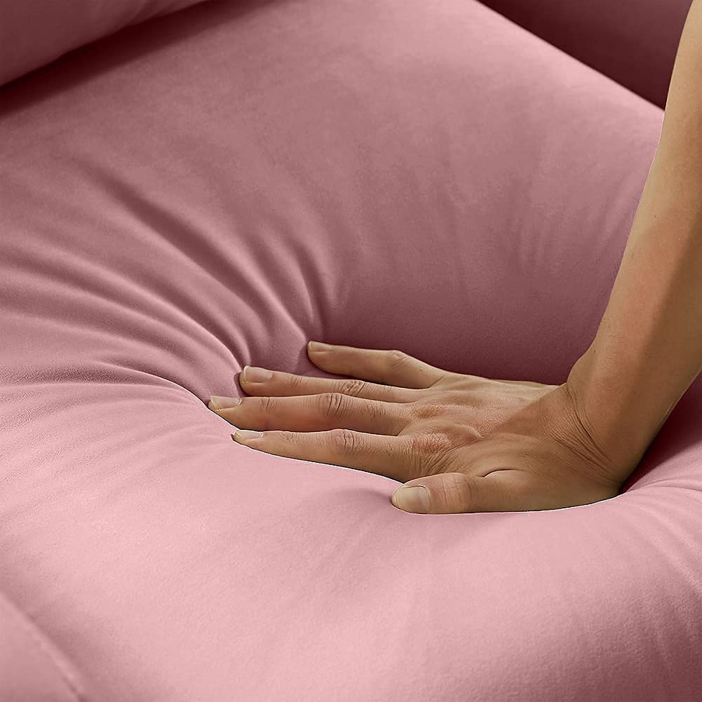 Hbaid velvet decorative chair, sofa chair comfortable single sofa high back club armchair, suitable for bedroom reading mid-century modern living room chair (rose)