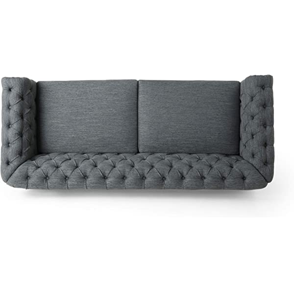 Christopher Knight Home Castalia Sofas, Midnight Black + Dark Brown Midnight Black + Dark Brown Birch Wood