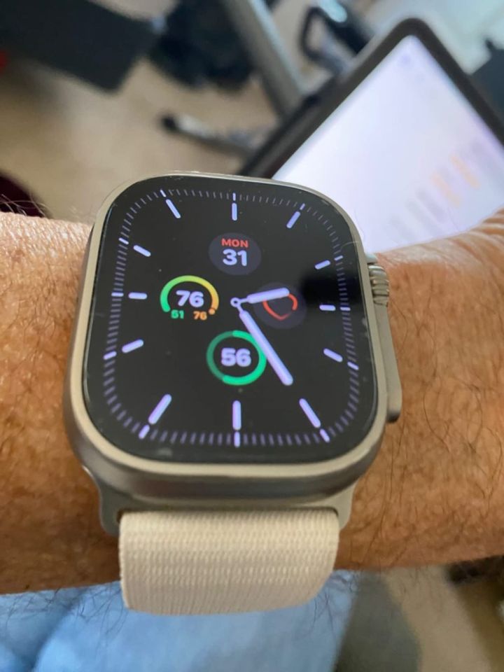 Apple Watch Ultra [GPS + Cellular 49mm] Smart Watch wRugged Titanium Case & Orange Alpine Loop Medium