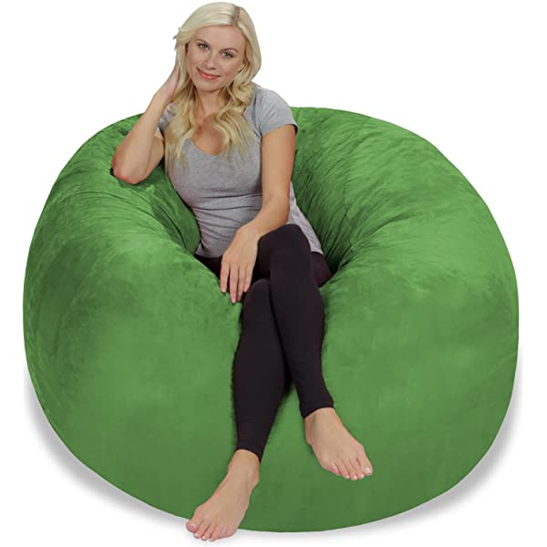 Chill Sack Bean Bag Chair: Giant 5' Memory Foam Furniture Bean Bag - Big Sofa with Soft Micro Fiber Cover - Navy Microsuede - Navy
