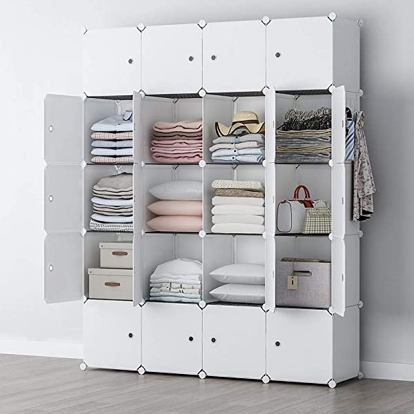 YOZO Cube Storage Organzier Portable Closet Wardrobe Bedroom Dresser (71x14x71 inches) Portable Closet Cube Shelf Armoire Pantry Cabinet, 25 Cubes, Blue 25Cubes Blue