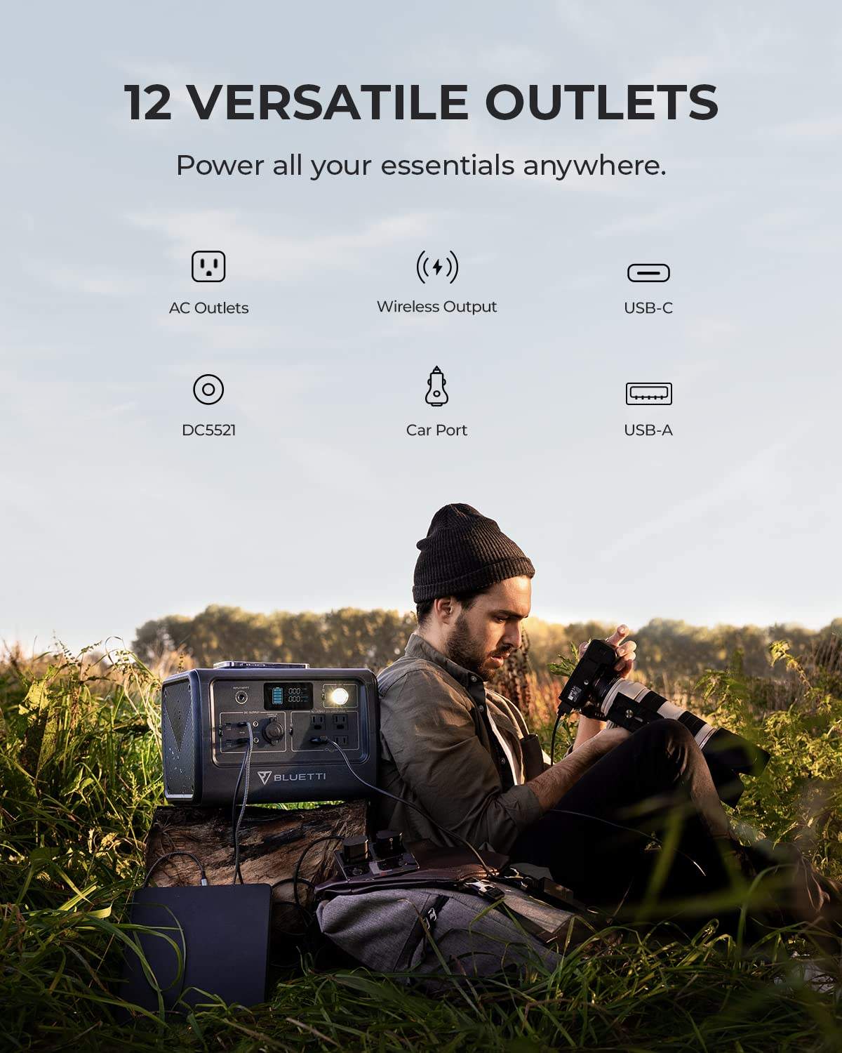 BLUETTI Portable Power Station EB70S, 716Wh LiFePO4 Battery Backup w/ 4 800W AC Outlets (1,400W Peak)