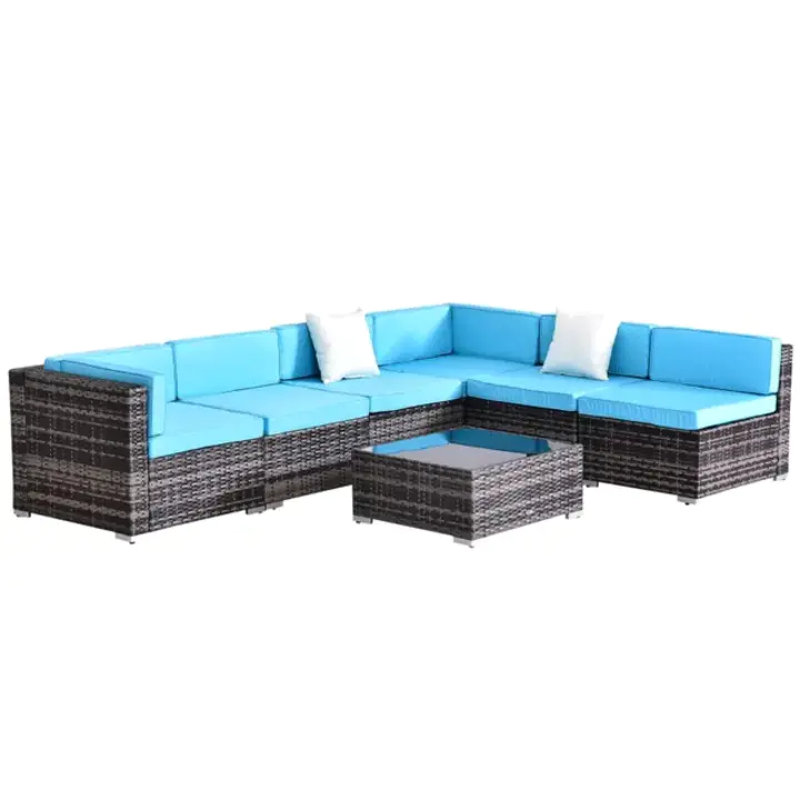 【Furniture】7 Piece Rattan Sofa Set Outdoor Furniture Patio Set