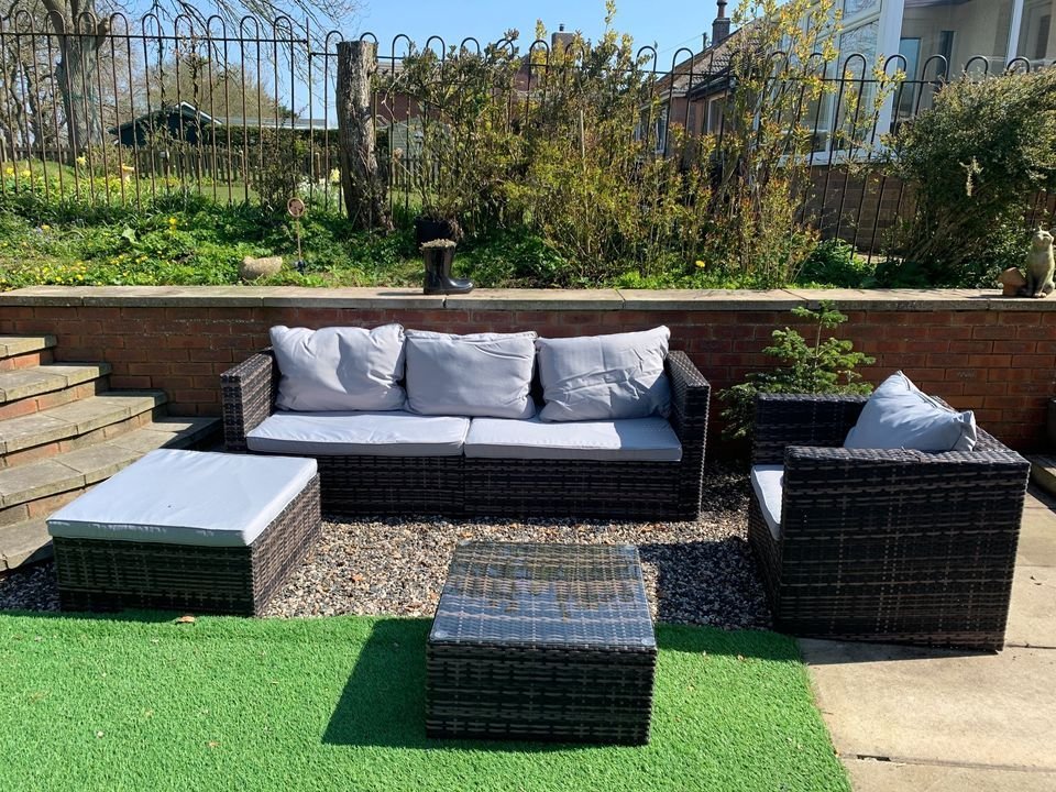 Garden Furniture Set 5PC Rattan Modular Corner Sofa Set Garden Corner Sofa Coffee Table