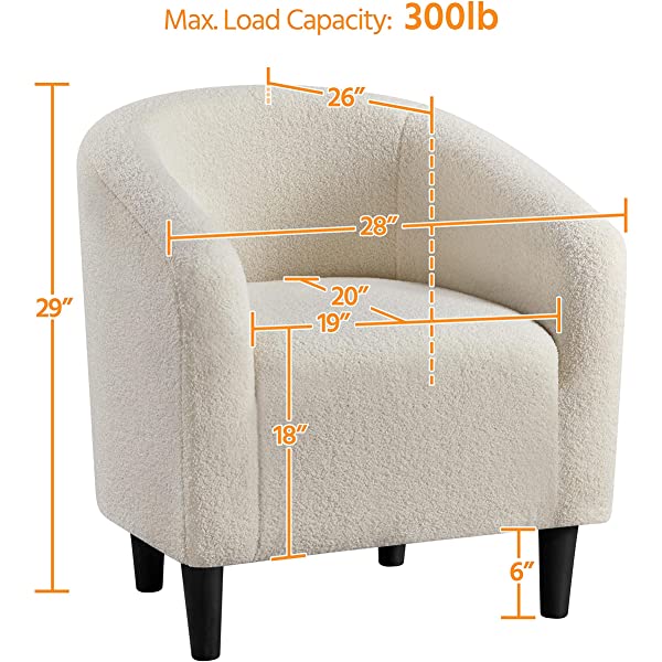 Yaheetech Set of 2 Modern Style Accent Barrel Chair Upholstered Chair Arm Chair Club Chair for Living Room Bedroom Reception Room Office Ivory