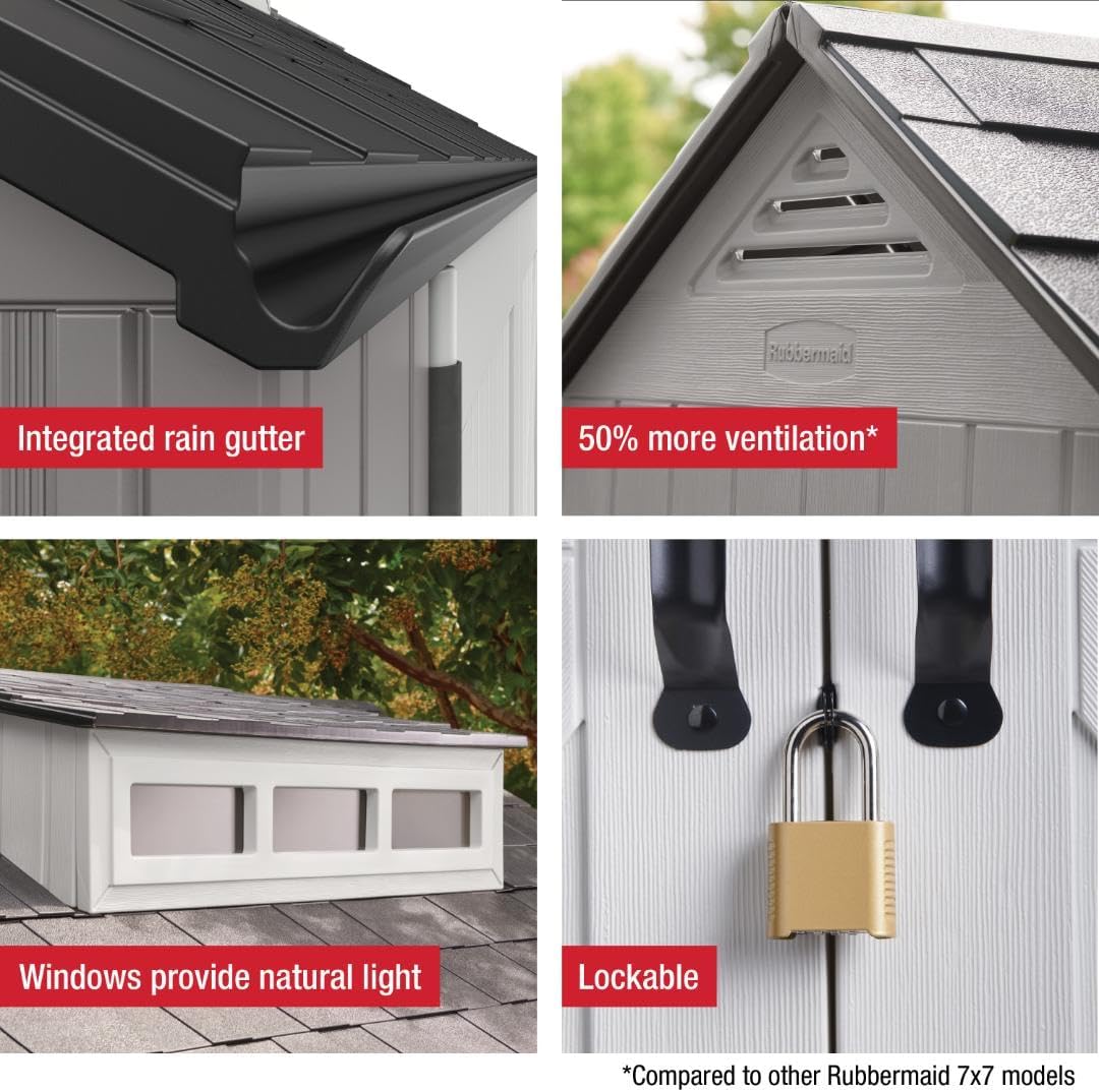 Rubbermaid Resin Outdoor Storage Shed With Floor (7 x 7 Ft)