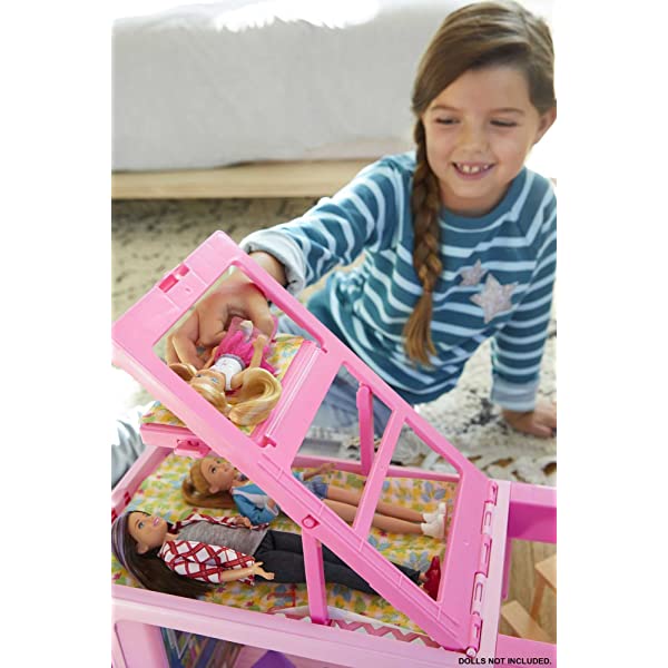Barbie 3-in-1 DreamCamper Vehicle, approx. 3-ft, Transforming Camper with Pool, Truck, Boat and 50 Accessories, Makes a Great Gift for 3 to 7 Year Olds