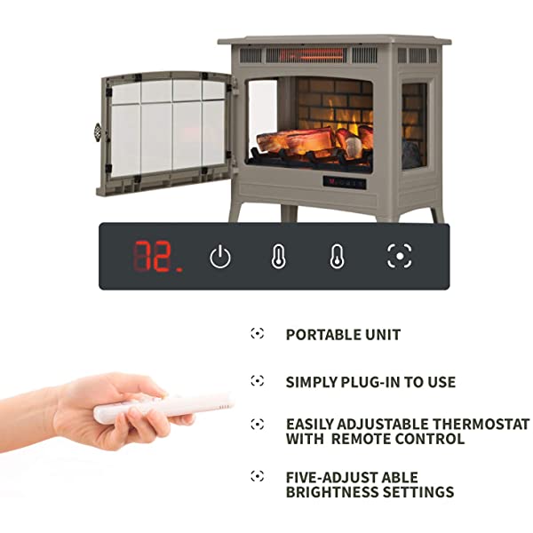 Duraflame 3D Infrared Electric Fireplace Stove with Remote Control - Portable Indoor Space Heater - DFI-5010 (Black)