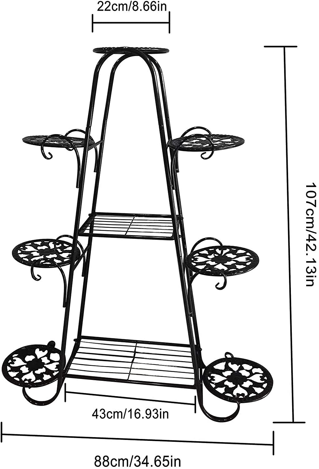 CNNINGYI metal plant stand, 9-layer flower stand, indoor high plant stand