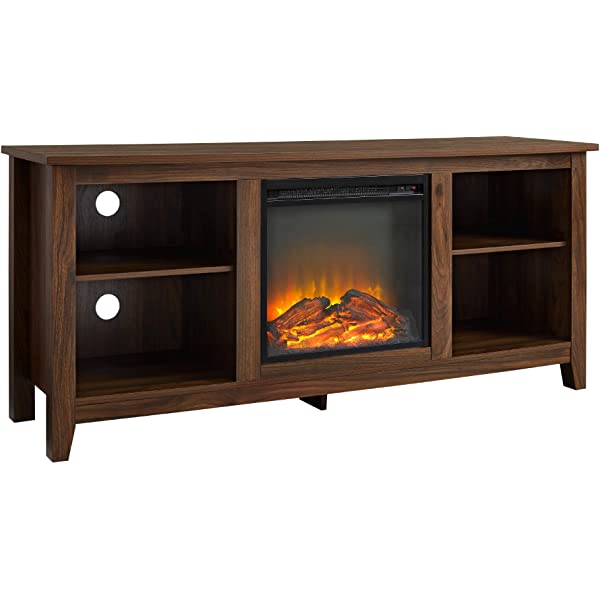 Walker Edison Wren Classic 4 Cubby TV Stand for TVs up to 65 Inches, 58 Inch, Black Black 58 InchTV Stand