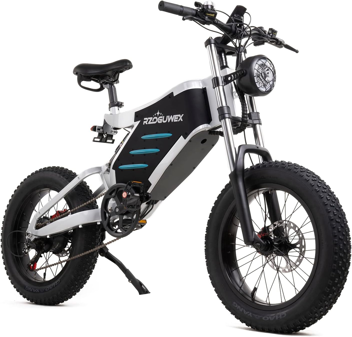 RZOGUWEX Electric Bicycle,20 Inch Off-Road EBIKE for Adults with 48V 25AH Detachable Lithium Ion Battery, 7 Speed Snow Bike with Dual Shock Absorbers and Brush-less Motor