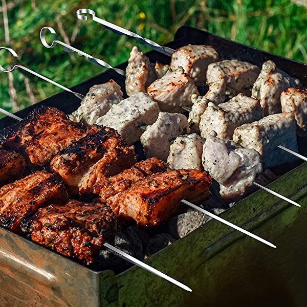 Home-Complete HC-1000 BBQ Accessories – 16PC Grill Set with Spatula, Tongs, Skewers, Case – Barbecue Tools for Father’s Day, Wedding, Anniversary, 16 Piece, Silver Steel 16-Piece