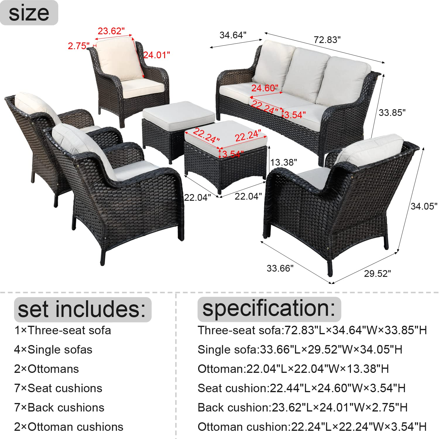 Outdoor Furniture Patio Furniture Set 7 Pcs