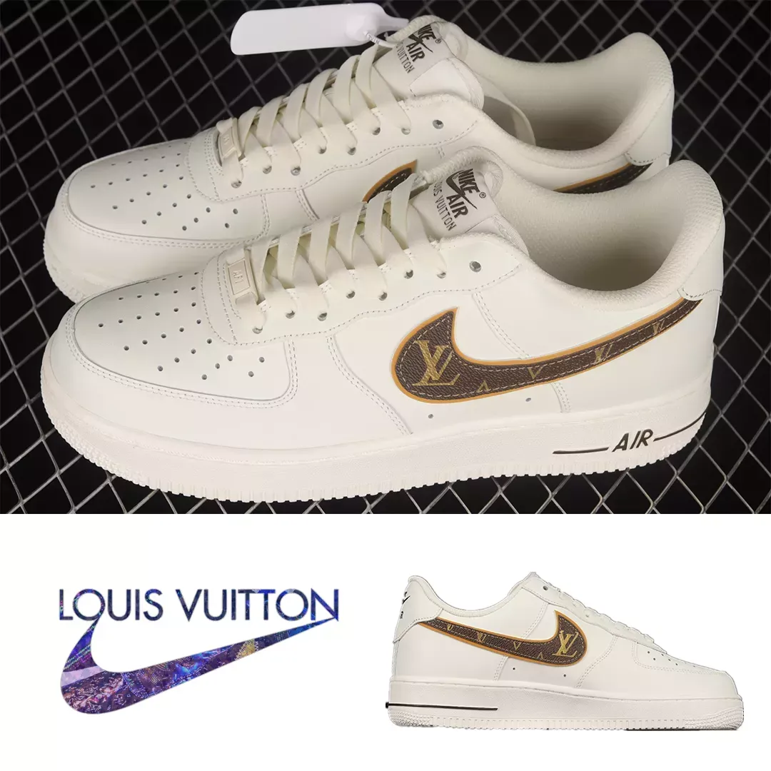 【新商品発売】【今年の新商品】LOUIS VUITTON X NIKE AIR FORCE 1 07 LOW RICE WHITE SHOES SNEAKERS【代金引換】