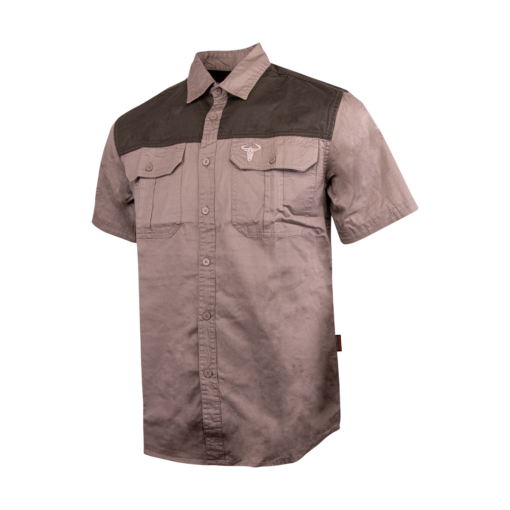 Wildebees Mens Casual Two Tone Shirt Khaki/ Olive