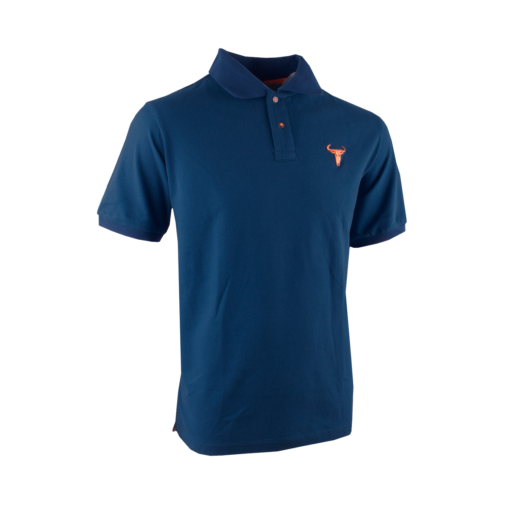 Wildebees Mens Casual Indigo Melange Pique Golfer