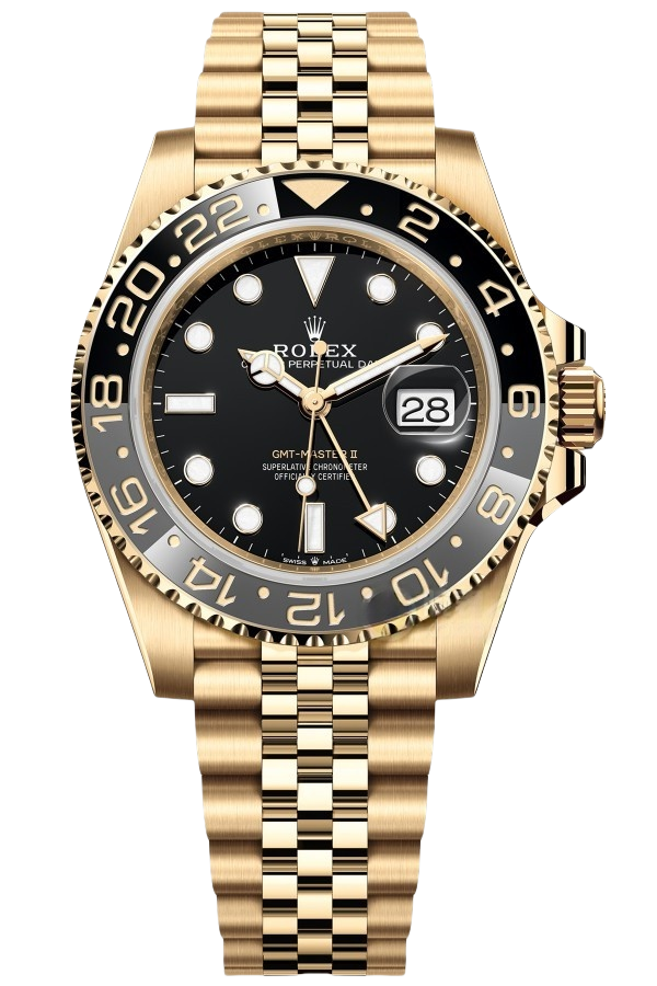 RolexGMT Master ll 2023 18kGold Jubilee Bracelet SuperClone Swiss Replica Watch Ref 126718 GRNR 3285 Swiss Movement - SuperClonesRolex