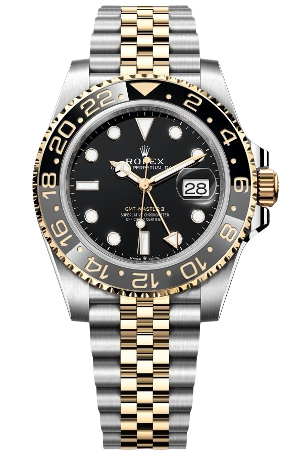 Rolex GMT Master ll 2023 Two ToneJubilee Bracelet Super Clone SwissReplica Watch Ref 126713GRNR3285 Swiss Movement - SuperClonesRolex