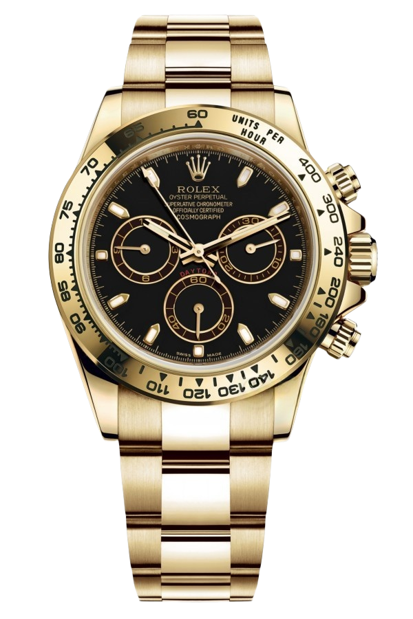 Rolex Daytona Black Dial Super Clone SwissReplica Watch 18kGold Bracelet Ref 116508-4130 Swiss Movement - SuperClonesRolex