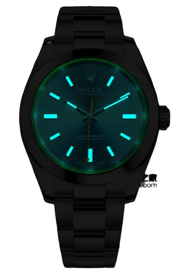 Rolex Milgauss Super Clone Swiss Replica WatchZ-Blue Dial Ref 116400GV-3131 Swiss Movementwith Magnetic Fields Shielding System - SuperClonesRolex