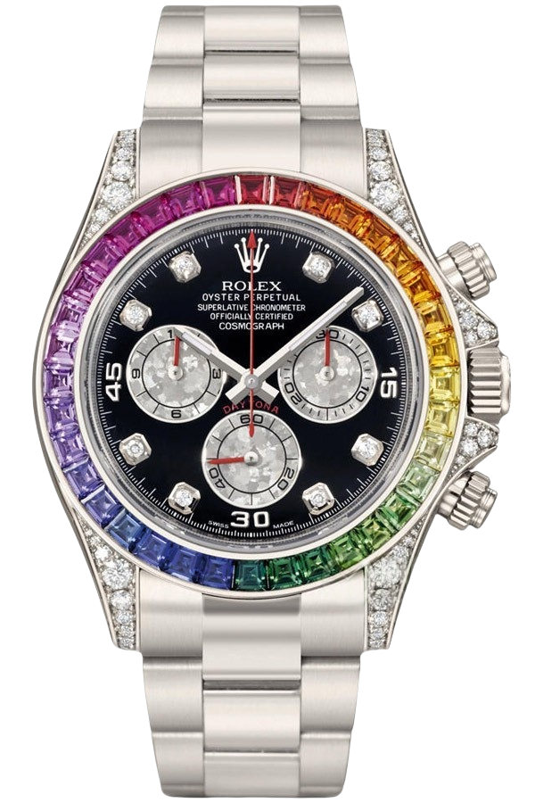 Rolex Daytona Rainbow Super Replica Swiss Replica Watch 18k Rose Gold Ref116599 RBOWI4130 Swiss Movement - SuperClonesRolex