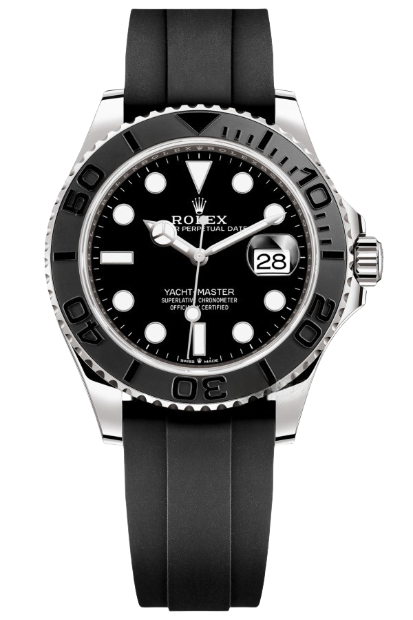 Rolex Yacht Master White Gold Super Clone SwissReplica Watch OysterFlex Rubber Strap Ref 226659-3235 Swiss Movement - SuperClonesRolex