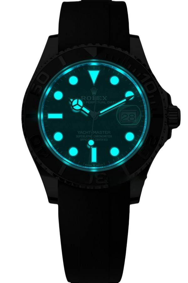 Rolex Yacht Master White Gold Super Clone SwissReplica Watch OysterFlex Rubber Strap Ref 226659 3235 Swiss Movement - SuperClonesRolex