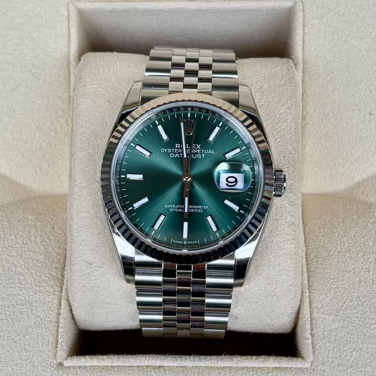 Rolex Datejust 36mm Super CloneSwiss Replica Watch Mint Green DialRef 126234 3235 Swiss Movement - SuperClonesRolex