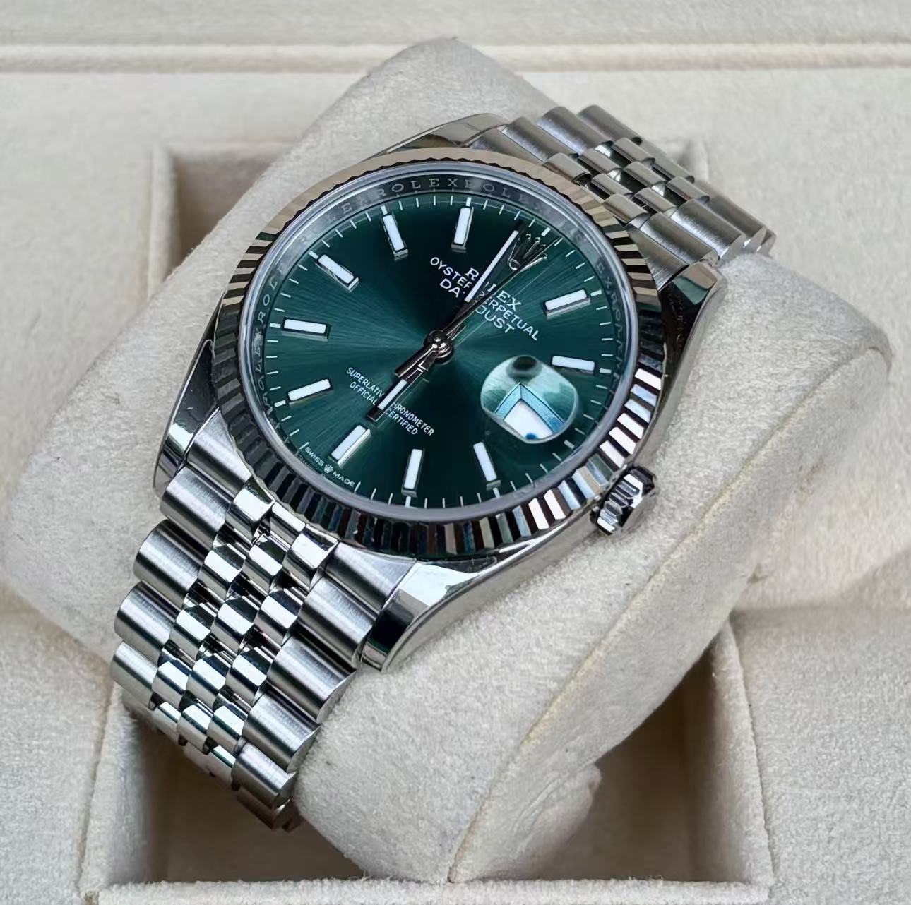 Rolex Datejust 36mm Super CloneSwiss Replica Watch Mint Green DialRef 126234 3235 Swiss Movement - SuperClonesRolex