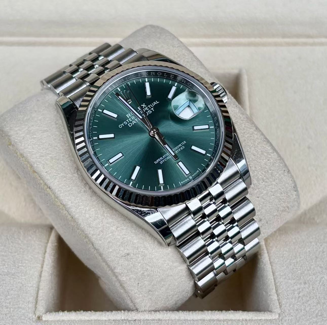 Rolex Datejust 36mm Super CloneSwiss Replica Watch Mint Green DialRef 126234 3235 Swiss Movement - SuperClonesRolex